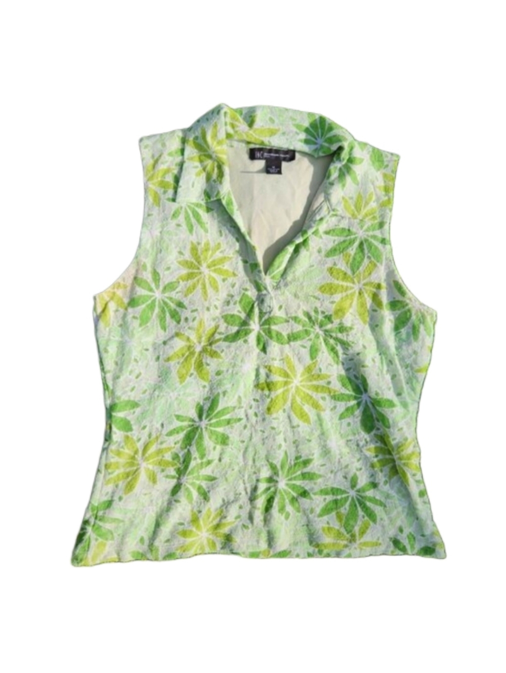 Y2k INC International Concepts Lime Green Floral Sleeveless Top!